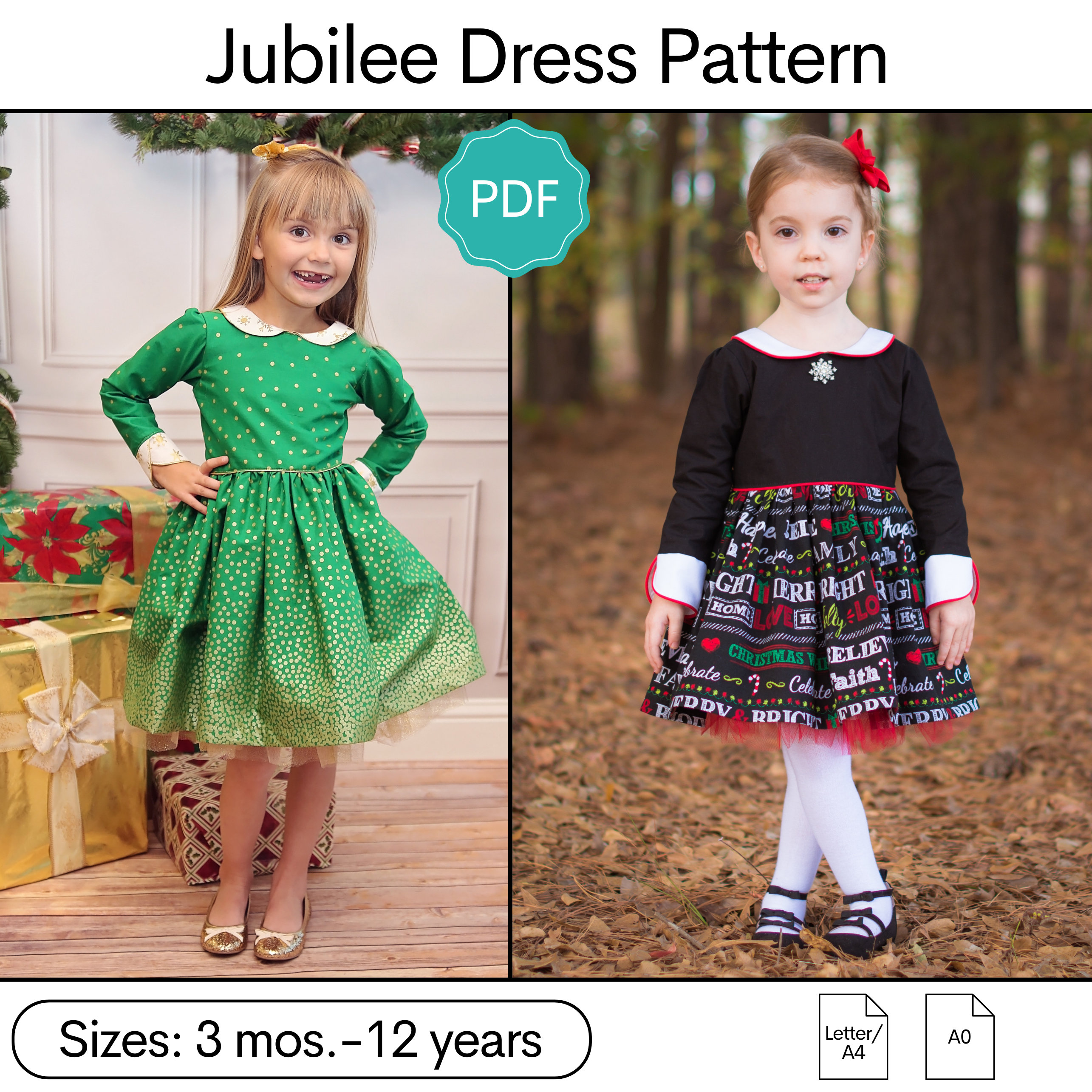 Jubilee Party Dress Sewing Pattern: Girls Dress Sewing Pattern 