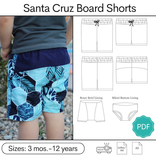 Santa Cruz Board Shorts PDF Sewing Pattern