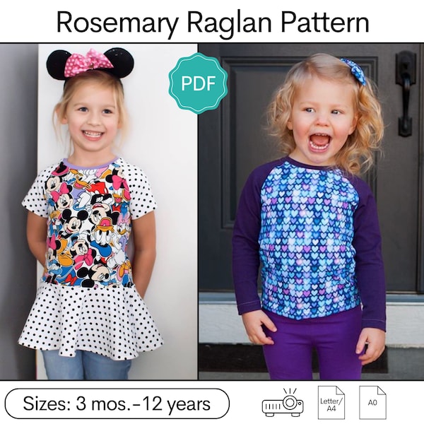 Rosemary Raglan: Peplum Top Sewing Pattern, Raglan Sewing Pattern, T-Shirt Sewing Pattern, Tunic Sewing Pattern