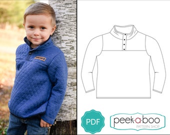 Kodiak Pullover: Kid's Snap Neck Pullover PDF Sewing Pattern