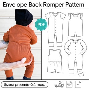 Snuggle Bug Envelope Back Romper Sewing Pattern image 1