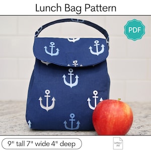 Grab n&#39; Go Lunch Bag Sewing Pattern, Lunch Box Sewing Pattern