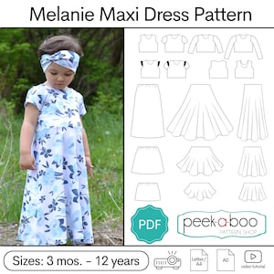 Melanie Maxi Dress & More PDF Sewing Pattern: Girls Maxi Dress Pattern, Baby Dress Pattern, Twirl Dress, Flutter Sleeves