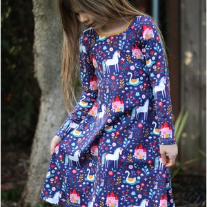 Sophie Swing Dress PDF Sewing Pattern: Girls swing dress pattern, t-shirt dress pattern image 5