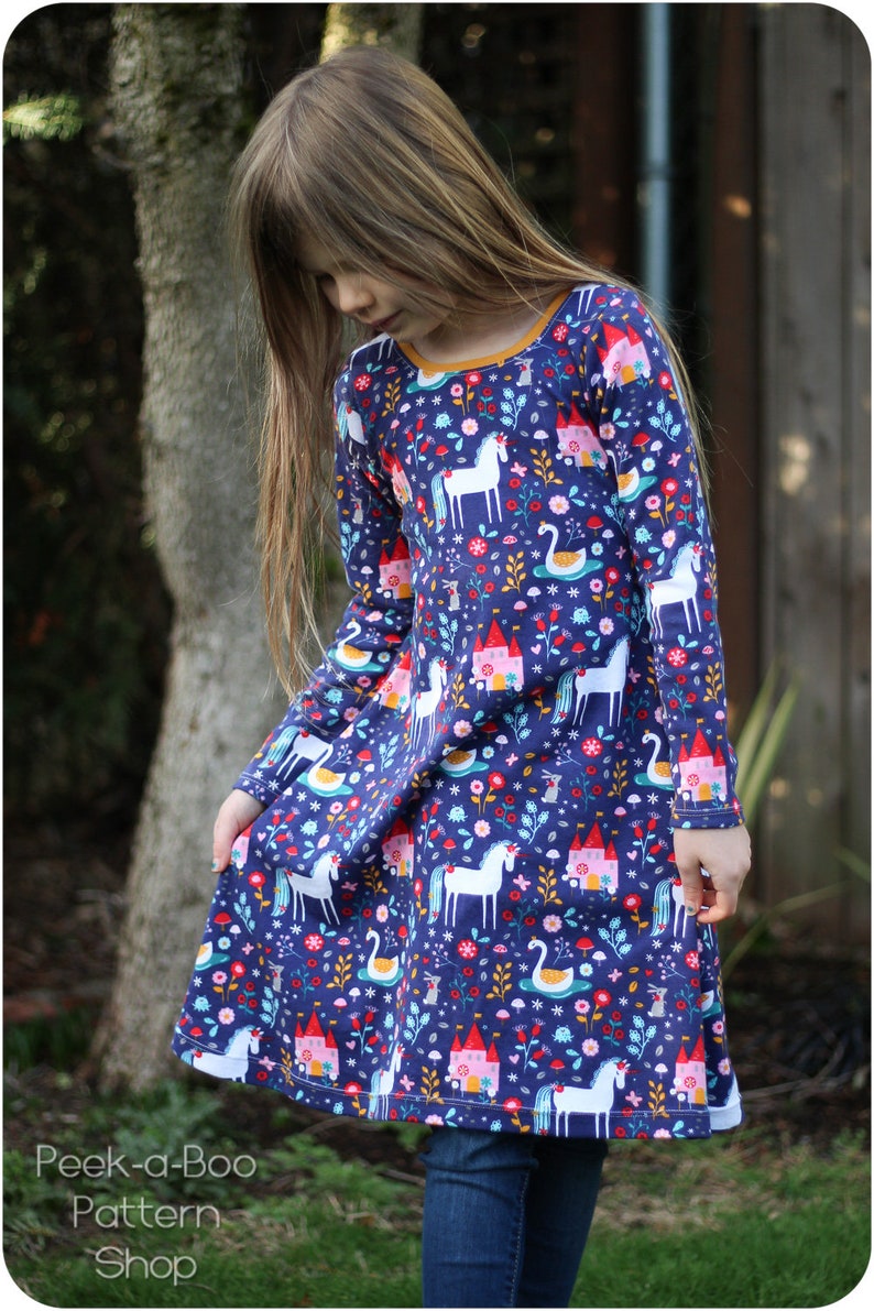 Sophie Swing Dress PDF Sewing Pattern: Girls swing dress pattern, t-shirt dress pattern image 5