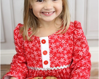 Sugar Plum Nachtjapon: Nachtjapon voor meisjes PDF-patroon, Nachtjapon voor poppen PDF-patroon, Kerstpyjama