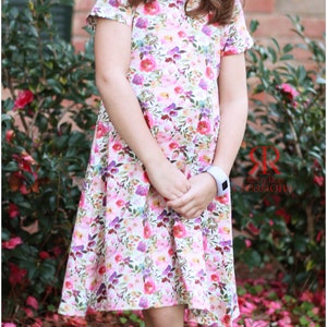 Sophie Swing Dress PDF Sewing Pattern: Girls swing dress pattern, t-shirt dress pattern image 8