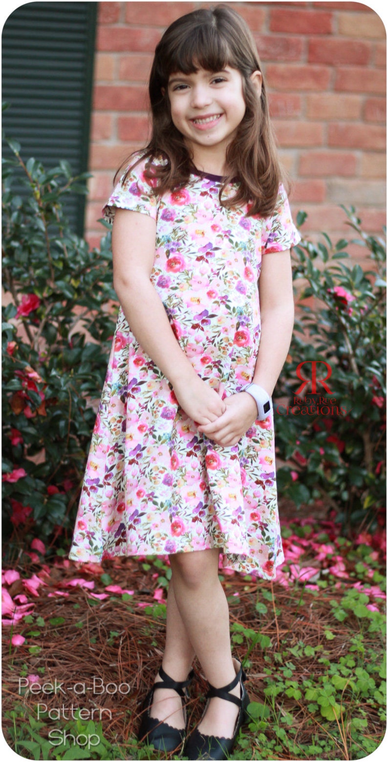 Sophie Swing Dress PDF Sewing Pattern: Girls swing dress pattern, t-shirt dress pattern image 8