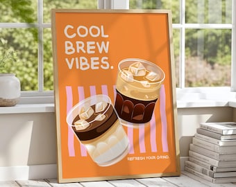 Eiskaffee Kunstdruck | Moderne Küche Cafe Dekor (Digitaler Download)