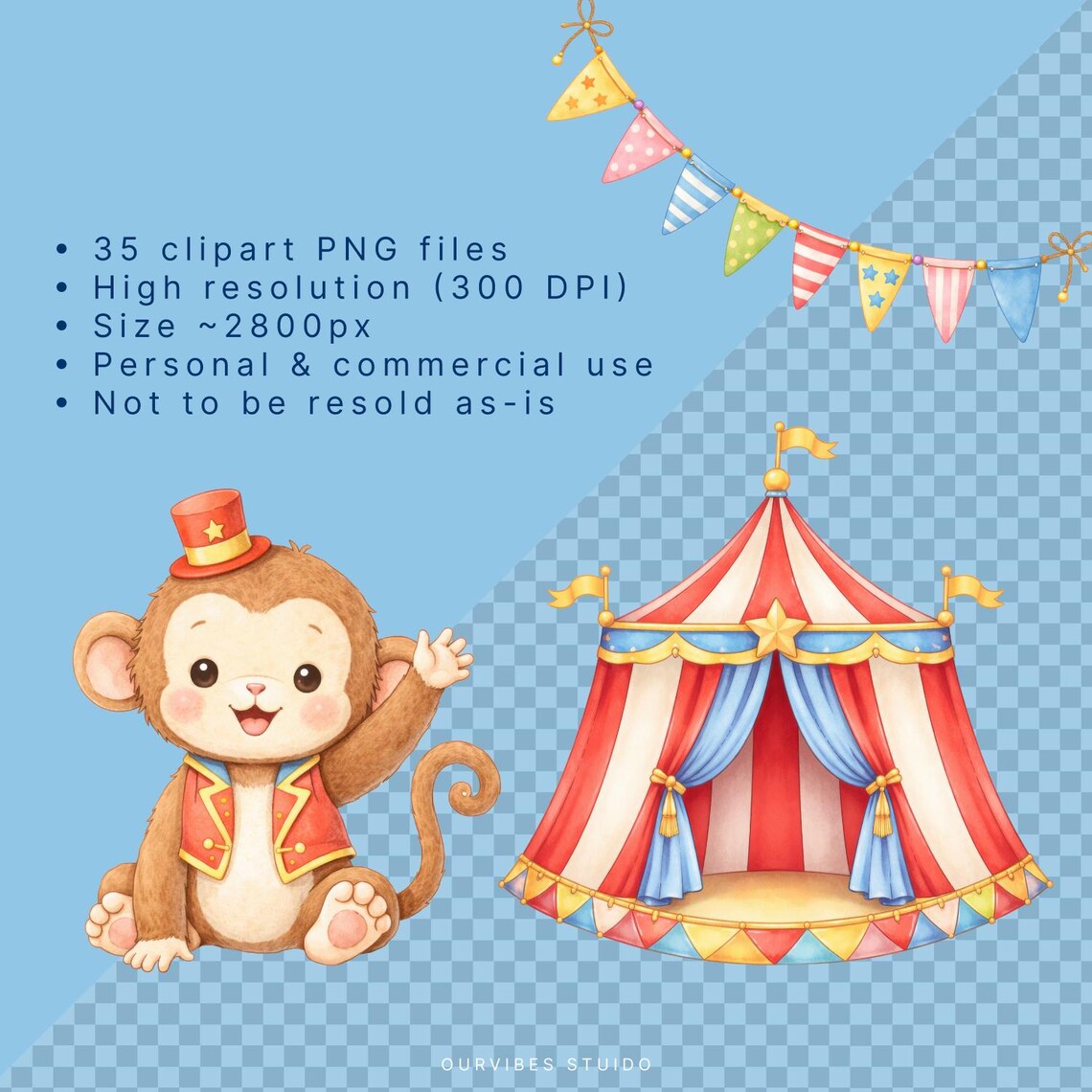 Circus Animals Clipart Watercolor Clipart, Storybook Nursery ...