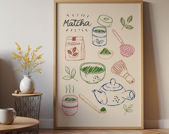 Matcha Tea Print: Japanese Kitchen Art, Cafe Decor (Digital Download)