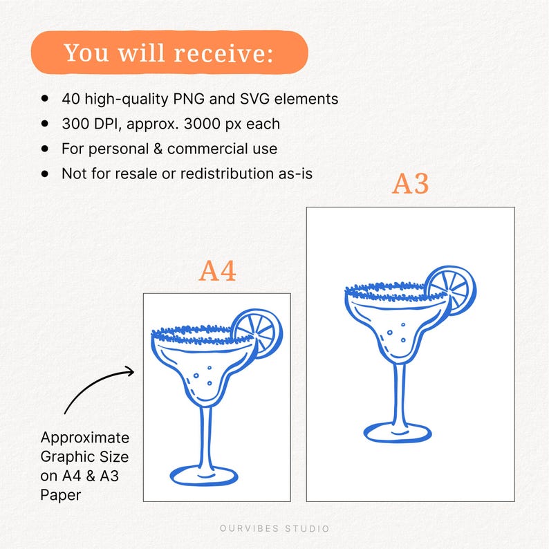 40 Cocktail SVG Clipart, Hand Drawn Drink PNG, Bar Icons, Menu Design ...