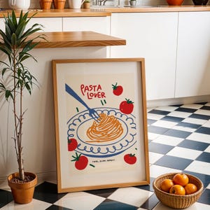 Pasta Lover Print: Modern Italian Kitchen Wall Art (Digital Download