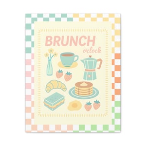 Colorful Brunch Wall Art, Home Decor for Kitchen, Breakfast or Brunch Lover Gift, Fun Dining Room Canvas Print, Foodie Wall Decor