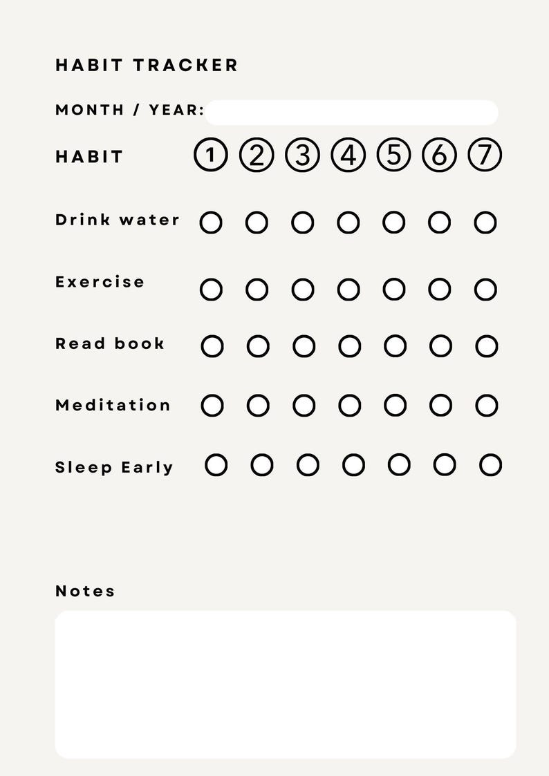 Minimal Habit Tracker Printable PDF (A4 US Letter) Instant Download ...