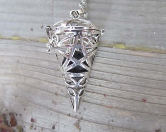 Pentacle cage pendant necklace pentagram necklace aromatherapy necklace witchcraft jewelry wiccan locket wicca pagan occult witchy