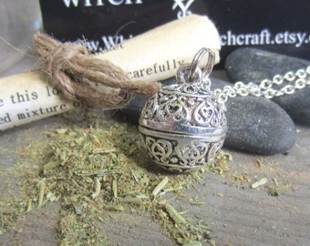 Witchcraft Herbs Locket - positive vibes spell - witch gift, amulet prayer box secret compartment jewelry pagan wicca witchcraft occult