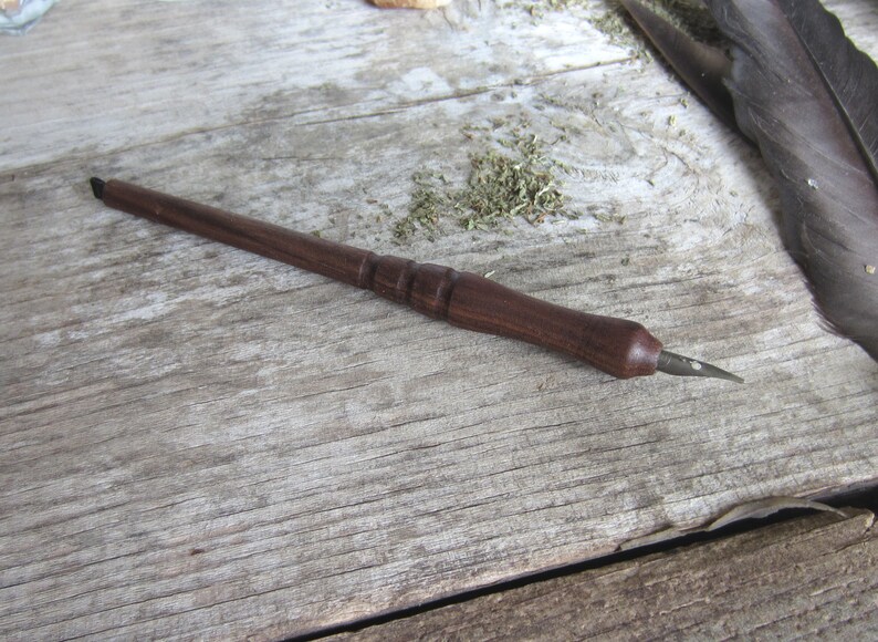 grimoire book of shadows Dip Pen with black tourmaline witchcraft supply witchcraft spells pagan wicca quill pen altar tools