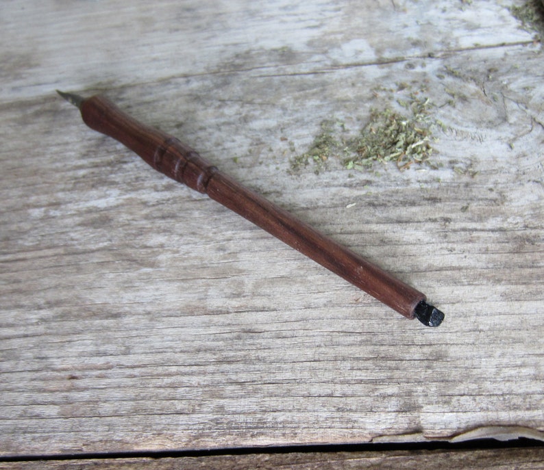 grimoire book of shadows Dip Pen with black tourmaline witchcraft supply witchcraft spells pagan wicca quill pen altar tools