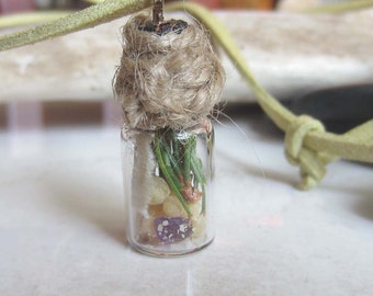 Bind Rune Witch bottle, Protection, wiccan jewelry, pagan jewelry, spell necklace, spell bottle necklace, magick, witchcraft, occult