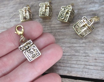 Five Prayer box pendants, Silver or Gold, set of 5. Secret compartment jewelry, lockets for necklace making, wholesale supplies