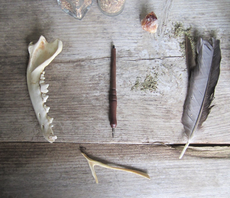 grimoire book of shadows Dip Pen with black tourmaline witchcraft supply witchcraft spells pagan wicca quill pen altar tools