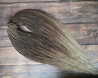 Smooth very thin micro dreadlock extensions: 3-5 mm thick brown blonde synthetic DE dreadlocks 21-23 in, full set microdreads look like hair