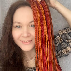 READY to SHIP synthetic double ended micro braids: 6 ends of one braid, reusable copper braid extensions, 22-24 inches