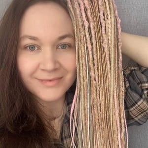 Extensiones de rastas sintéticas rubias rosadas LISTAS PARA ENVIAR: rastas suaves y texturizadas, trenzas y microtrenzas, microlocks