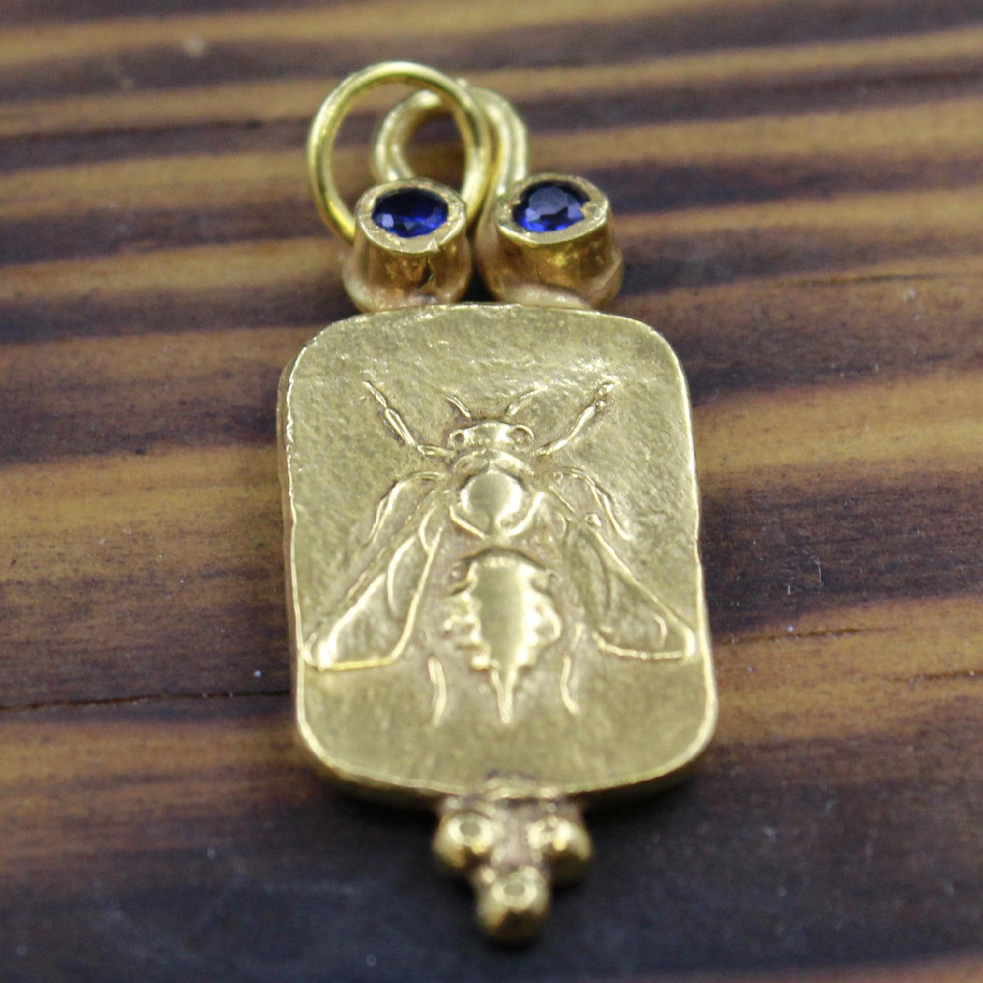 Handmade Ancient Roman Bronze Bee Coin Pendant: Sterling Silver