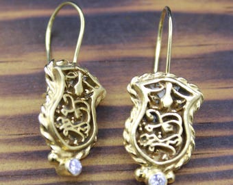 Romerska antikens myntörhängen i brons: Sterling silver intaglio-stil