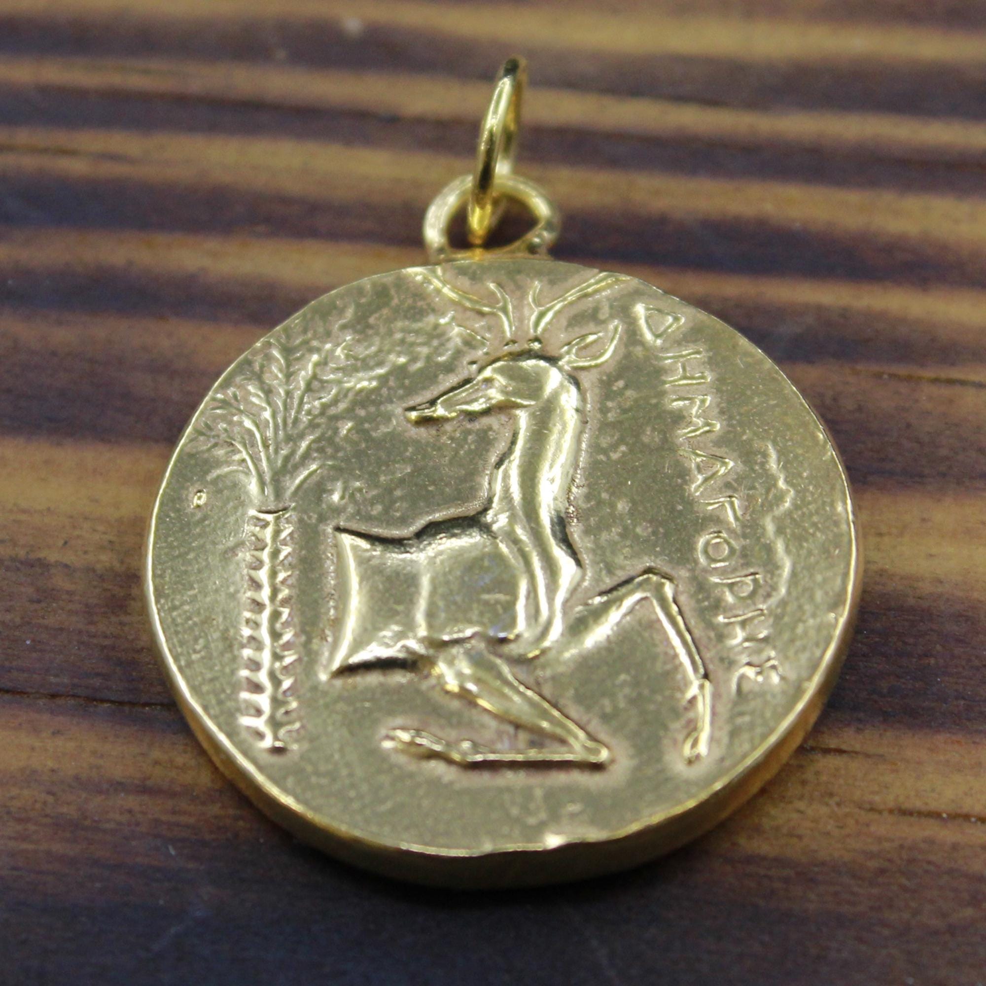 Handamde Handamde Ancient Roman Bronze Bee Coin Pendant: Sterling Silver ...