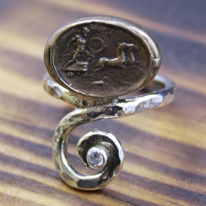 Ancient Roman Bronze Mars God of War Coin Intaglio Ring | Solid 925 Sterling Silver | Historical Jewelry | Gift For Her | New Year Gift