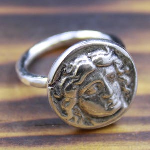 Ancient Roman Bronze Apollon Coin Intaglio Ring | Solid 925 Sterling Silver | Unique Historical Jewelry | Unisex Gift | Gift For Her