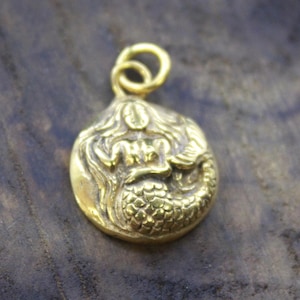 Handmade Roman Bronze Mermaid Coin Pendant: Intaglio Style, 925K Solid Silver