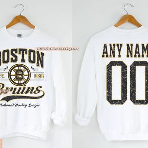 Personalized Boston Hockey Sweatshirt, Boston Bruins crewneck, Boston Hockey shirt, Custom Hockey Shirt, Hockey Number Shirt