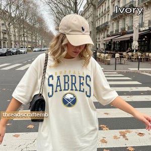 Comfort Colors® Buffalo Sabres Hockey T-Shirt, Vintage Game Day Sabres Shirt, Soft Retro NHL Fan Tee Gift for Him Her