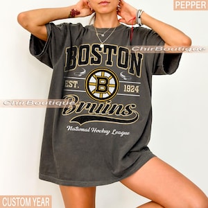Camiseta de hockey de los Boston Bruins Comfort Colors®, camiseta de los Bruins para el día del partido, camiseta de hockey vintage suave