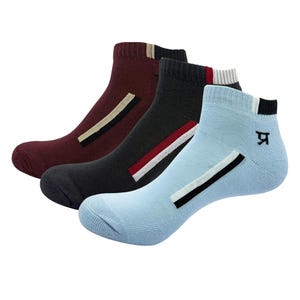 PRASTHAN Unisex Sports Ankle-Length Socks – Breathable, Anti-Odour & Combed Cotton, Extra Durable Welt, Free Size (Pack of 3)