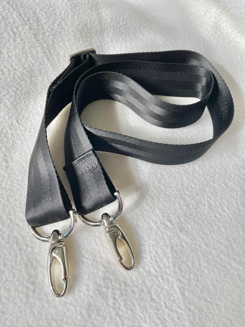 Crossbody Strap in Black hardware, Nickel hardware, made of 1 1/2 seat belt webbing, travel, gym, messenger strap, Guitar Straps Nickle Hardware (B)