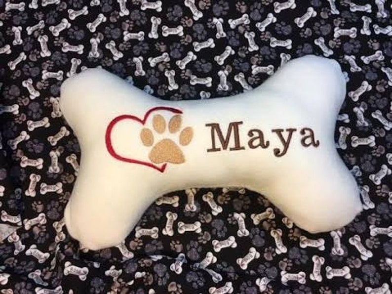 Dog Bone Pillow, Dog Sympathy Pillow, Pet Memorial Gift, Pet Loss, Pet Condolences, Dog Memorial Gift, Tribute Pet Loss, In Memory image 3