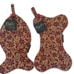 Pet Stocking for necessary for items for Dogs & Cats, Dog Bone, Cat stocking, pet stockings, dog walkers, vet, dog groomers Burlap Xmas Design