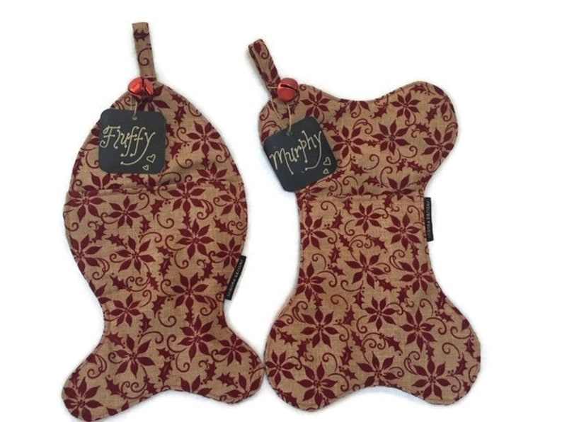 Pet Stocking for necessary for items for Dogs & Cats, Dog Bone, Cat stocking, pet stockings, dog walkers, vet, dog groomers Burlap Xmas Design