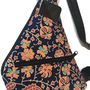 Textile sling bag, sling purse, Ready-to-Ship, Shoulder pack, shoulder purse, crossbody purse, textile fabric image 3