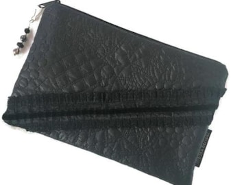 Little Black Clutch: Textured Evening Bag, Date Night Purse