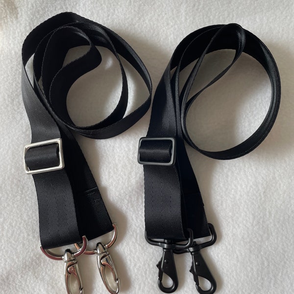 Strap Black or Nickle hardware, Crossbody Strap, adjustable crossbody strap, travel strap, gym strap  messenger strap made of seat belt web