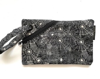 Spiderweb wristlet, Gothic wristlet, Spiderweb print clutch, Spiderweb wristlet bag, Gothic fashion purse, Halloween wristlet, Ready-to-Ship