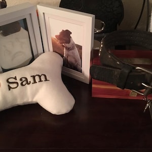 Dog Bone Pillow, Dog Sympathy Pillow, Pet Memorial Gift, Pet Loss, Pet Condolences, Dog Memorial Gift, Tribute Pet Loss, In Memory image 1
