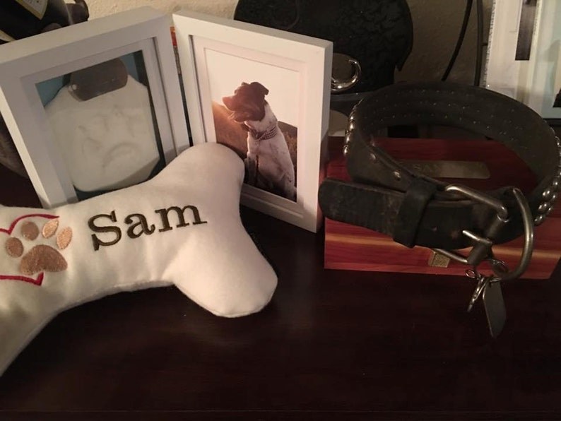 Dog Bone Pillow, Dog Sympathy Pillow, Pet Memorial Gift, Pet Loss, Pet Condolences, Dog Memorial Gift, Tribute Pet Loss, In Memory image 1
