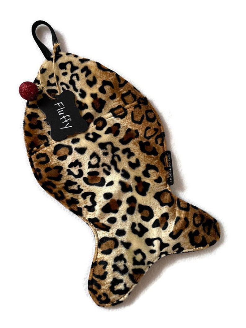 Pet Stocking for necessary for items for Dogs & Cats, Dog Bone, Cat stocking, pet stockings, dog walkers, vet, dog groomers Leopard - last one